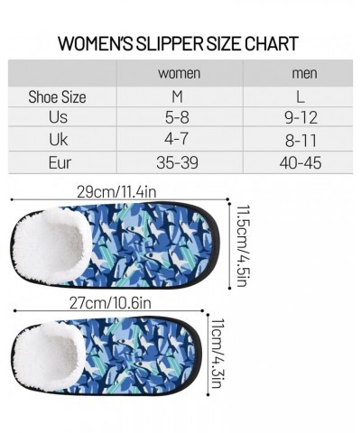 Ocean Shark Cartoon Patten Womens House Slippers Indoor, Men's Soft Cozy Warm Plush Bedroom Anti Skid Slippers Memory Foam Sl...