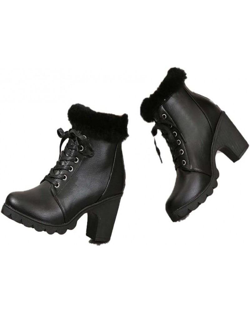 Women's winter plush and fleece warm boots Black $30.09 Boots