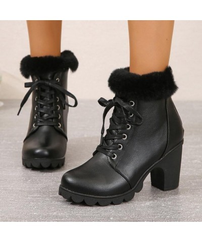 Women's winter plush and fleece warm boots Black $30.09 Boots