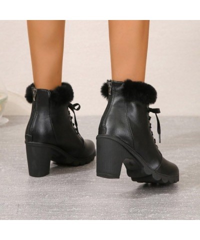 Women's winter plush and fleece warm boots Black $30.09 Boots