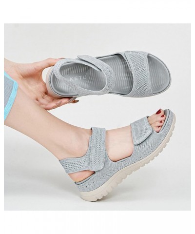 Women's Sandals for Flat Feet Sports And Leisure Sandals Hollow Beach Thick Bottom Thong Sandals with Heels for Women Grey $2...