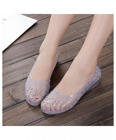 Women Slide Sandals Adjustable Women'S Casual Shoes Sandals Breathable Hollow Summer Jelly Teal Sandals for Women Heel Silver...