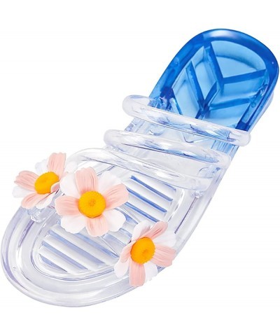 Summer Women's Two Color Chrysanthemum Translucent Soft Soles Roman Style Sandals Womens Booties Slippers (Blue, 7.5) Blue 7....