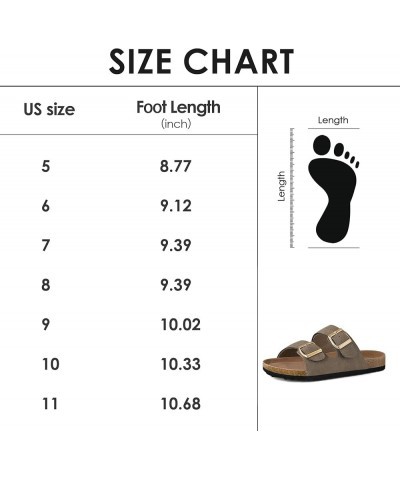 Womens Flat Sandals Cork Footbed Slides 2 Straps Adjustable Buckle Slip On Summer with +Comfort Shoes Light Brown $11.89 Sandals