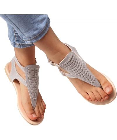 Walking Sandals Women Comfort, Womens Sandals Dressy Casual Flat Sandals Open Toe Flip Flops Summer Beach Sandals Grey $15.41...