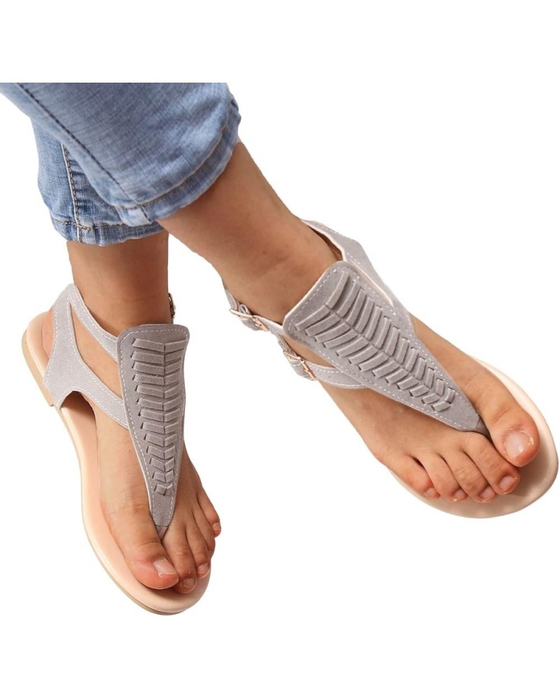 Walking Sandals Women Comfort, Womens Sandals Dressy Casual Flat Sandals Open Toe Flip Flops Summer Beach Sandals Grey $15.41...