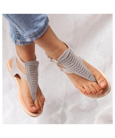 Walking Sandals Women Comfort, Womens Sandals Dressy Casual Flat Sandals Open Toe Flip Flops Summer Beach Sandals Grey $15.41...