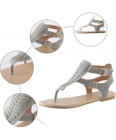 Walking Sandals Women Comfort, Womens Sandals Dressy Casual Flat Sandals Open Toe Flip Flops Summer Beach Sandals Grey $15.41...