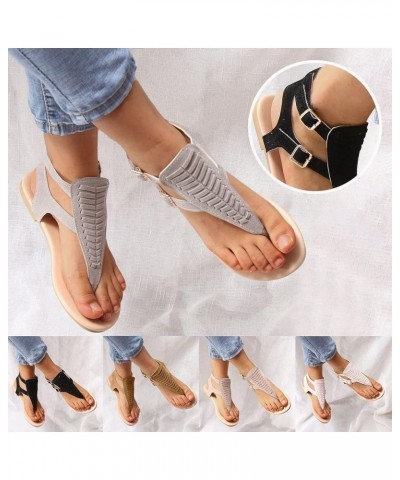 Walking Sandals Women Comfort, Womens Sandals Dressy Casual Flat Sandals Open Toe Flip Flops Summer Beach Sandals Grey $15.41...