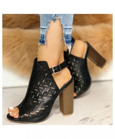 High Heels for Women Sexy, Exquisite Hollow Pattern Ankle Strap Peep Toe Chunky Heel Sandals Summer Dressy Sandals for Women ...