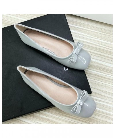 Womens Bowknot Flats Square Toe Suede Flats Slip On Casual Loafers Comfortable Walking Shoes B Gray $16.75 Loafers & Slip-Ons