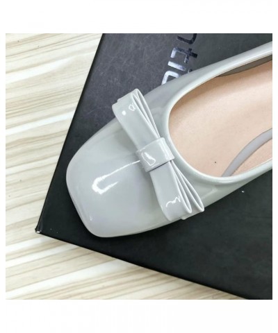 Womens Bowknot Flats Square Toe Suede Flats Slip On Casual Loafers Comfortable Walking Shoes B Gray $16.75 Loafers & Slip-Ons