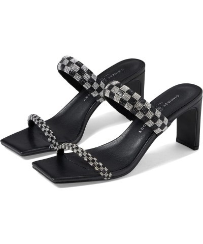 Women's Yessenia Heeled Sandal Black Check Stone $25.57 Sandals