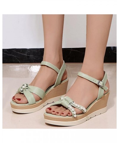 Comfort Wedge Slip on Sandal dress shoes for women low heel Women's Slide Wedge Sandal Women Wedge Sandals summer Green $15.1...