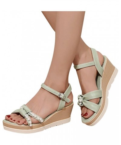 Comfort Wedge Slip on Sandal dress shoes for women low heel Women's Slide Wedge Sandal Women Wedge Sandals summer Green $15.1...