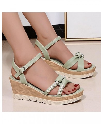 Comfort Wedge Slip on Sandal dress shoes for women low heel Women's Slide Wedge Sandal Women Wedge Sandals summer Green $15.1...