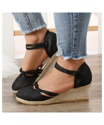 Espadrille Sandals for Women, Sandals Women Close Toe Sandals with Ankle Strap Low Wedge Platform Sandals Shoes Black $16.79 ...