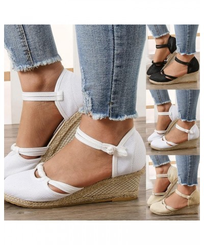 Espadrille Sandals for Women, Sandals Women Close Toe Sandals with Ankle Strap Low Wedge Platform Sandals Shoes Black $16.79 ...