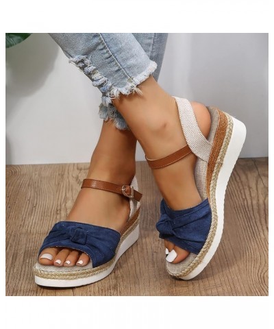 Women's Open Toes One Band Ankle Strap Low Chunky Heel Sandals Beach Sandal Open Toe Slip-On Casual Walking Sandals 13_blue $...