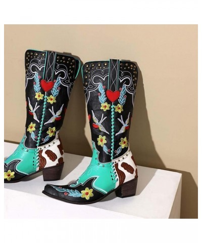 Ladies Western Boots Cowboy Cowgirl Boots Mid Calf Boots Fashion Pull On or Zipper Closure Design for Women 5green $25.93 Boots