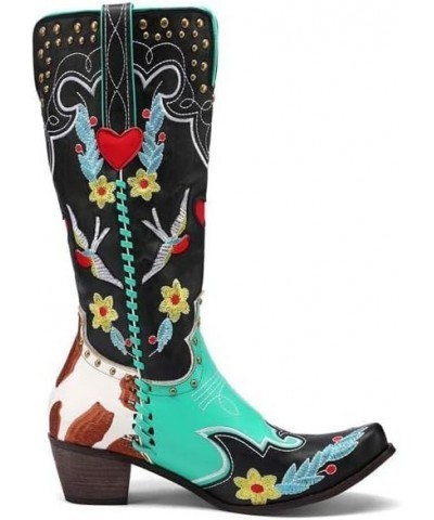 Ladies Western Boots Cowboy Cowgirl Boots Mid Calf Boots Fashion Pull On or Zipper Closure Design for Women 5green $25.93 Boots