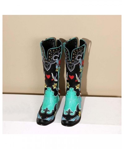 Ladies Western Boots Cowboy Cowgirl Boots Mid Calf Boots Fashion Pull On or Zipper Closure Design for Women 5green $25.93 Boots