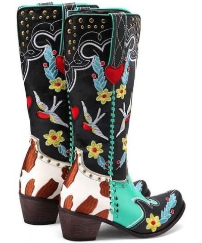 Ladies Western Boots Cowboy Cowgirl Boots Mid Calf Boots Fashion Pull On or Zipper Closure Design for Women 5green $25.93 Boots