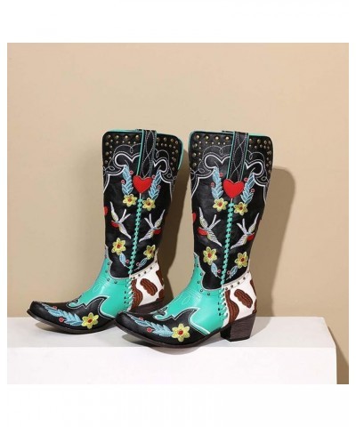 Ladies Western Boots Cowboy Cowgirl Boots Mid Calf Boots Fashion Pull On or Zipper Closure Design for Women 5green $25.93 Boots