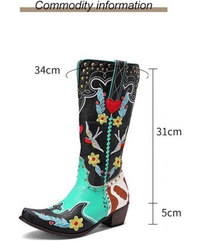 Ladies Western Boots Cowboy Cowgirl Boots Mid Calf Boots Fashion Pull On or Zipper Closure Design for Women 5green $25.93 Boots