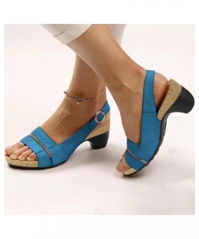 Womens Designer Sandals Size 8 Women Sandals for Women Elegant Comfortable Open Toe Low Chunky Heel Sandals (Red, 8) 7.5 Blue...