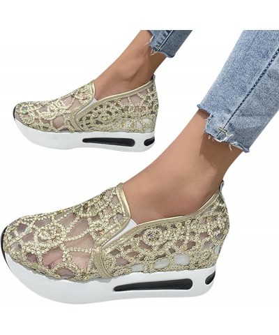 Nevera Sock Sneakers Shoes for Women Casual Fashion Bling Sequins Sneakers Cozy Slip On Flats Shoe Plus Size Z03 Gold $16.29 ...