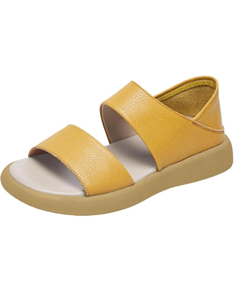 Gladiator Summer Flat Sandals for Women 2024 Falt Trendy Slip On Ladies Beach Spring Wedding Spring 2024 Dressy Cute Yellow $...