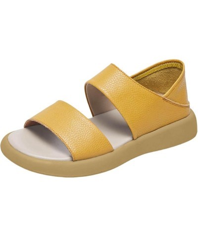 Gladiator Summer Flat Sandals for Women 2024 Falt Trendy Slip On Ladies Beach Spring Wedding Spring 2024 Dressy Cute Yellow $...