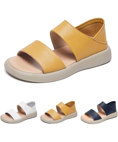 Gladiator Summer Flat Sandals for Women 2024 Falt Trendy Slip On Ladies Beach Spring Wedding Spring 2024 Dressy Cute Yellow $...