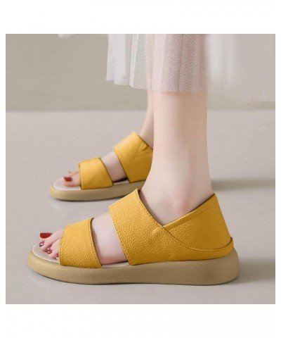 Gladiator Summer Flat Sandals for Women 2024 Falt Trendy Slip On Ladies Beach Spring Wedding Spring 2024 Dressy Cute Yellow $...