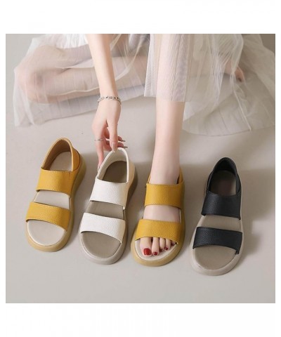 Gladiator Summer Flat Sandals for Women 2024 Falt Trendy Slip On Ladies Beach Spring Wedding Spring 2024 Dressy Cute Yellow $...