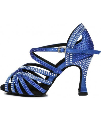 Latin Dance Shoes Women Rhinestones Tango Salsa Performance Ballroom Party Dance Shoes,Model-L373 L450-blue-suede Sole-3.35 I...