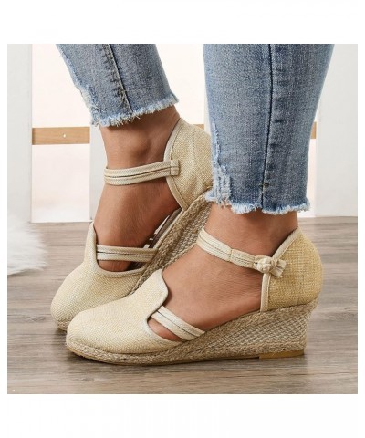 Strappy Heels for Women Open Toe Elastic Ankle Straps Espadrille High Heeled Casual Sandal Comfort Flip-Flop Shoes 79-htrns-9...