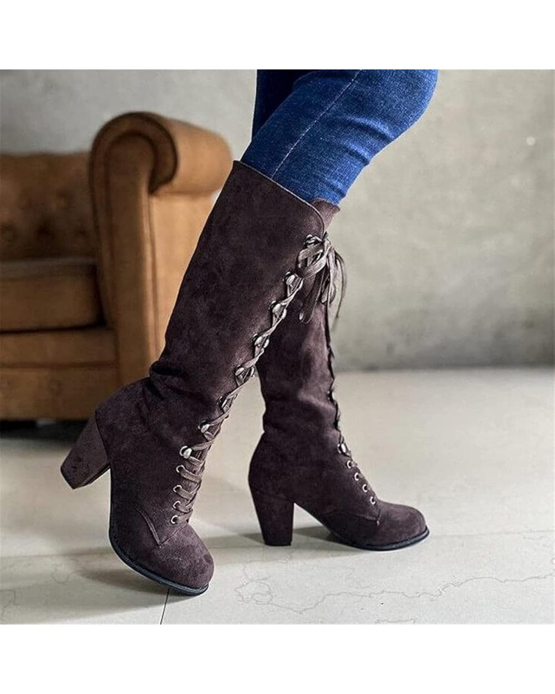 Winter Long Shaft Lace Boots Ladies Gothic Platform High Heels Boot Block Heel Cosplay Ankle Boots Lolita Ankle Boots Slip Bo...