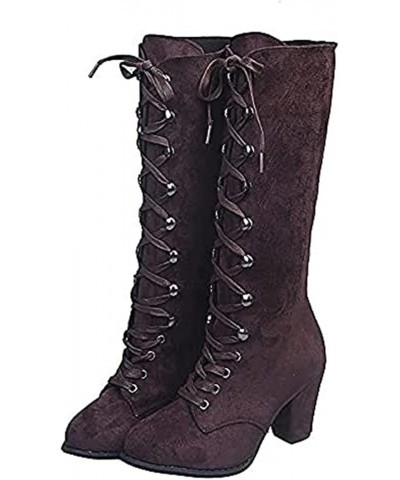 Winter Long Shaft Lace Boots Ladies Gothic Platform High Heels Boot Block Heel Cosplay Ankle Boots Lolita Ankle Boots Slip Bo...