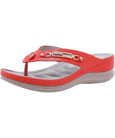 Silver Sandals for Women Dressy Wedding Arch Support Flip Flops Soft Lightweight Slip On Slippers Beach Flat Slides 7 Red $18...