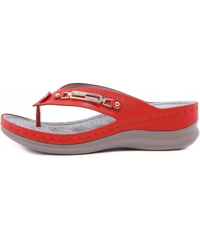 Silver Sandals for Women Dressy Wedding Arch Support Flip Flops Soft Lightweight Slip On Slippers Beach Flat Slides 7 Red $18...