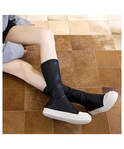 Women's Comfort Knee-High Boots Women Thigh High Boots Sneakers Stretch Flat Over The Knee for Women B Black $37.95 Boots