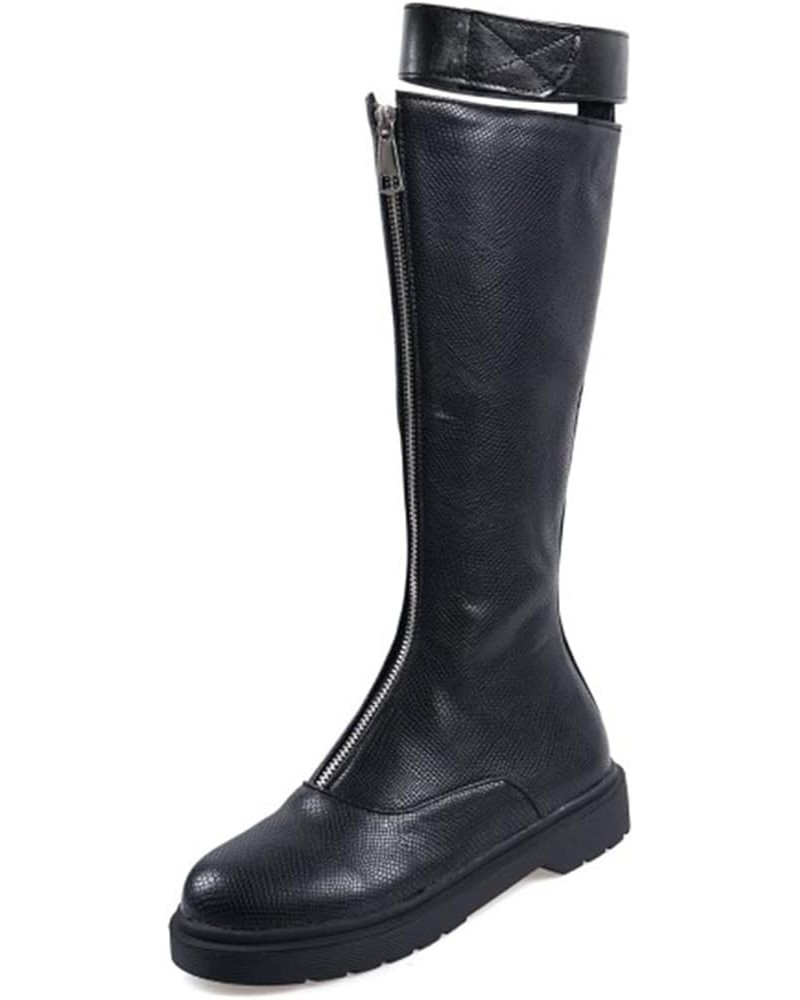 Women's Knee High Platform Boots Chunky Heel Zipper Fall Boots Riding Boots Black $32.82 Boots