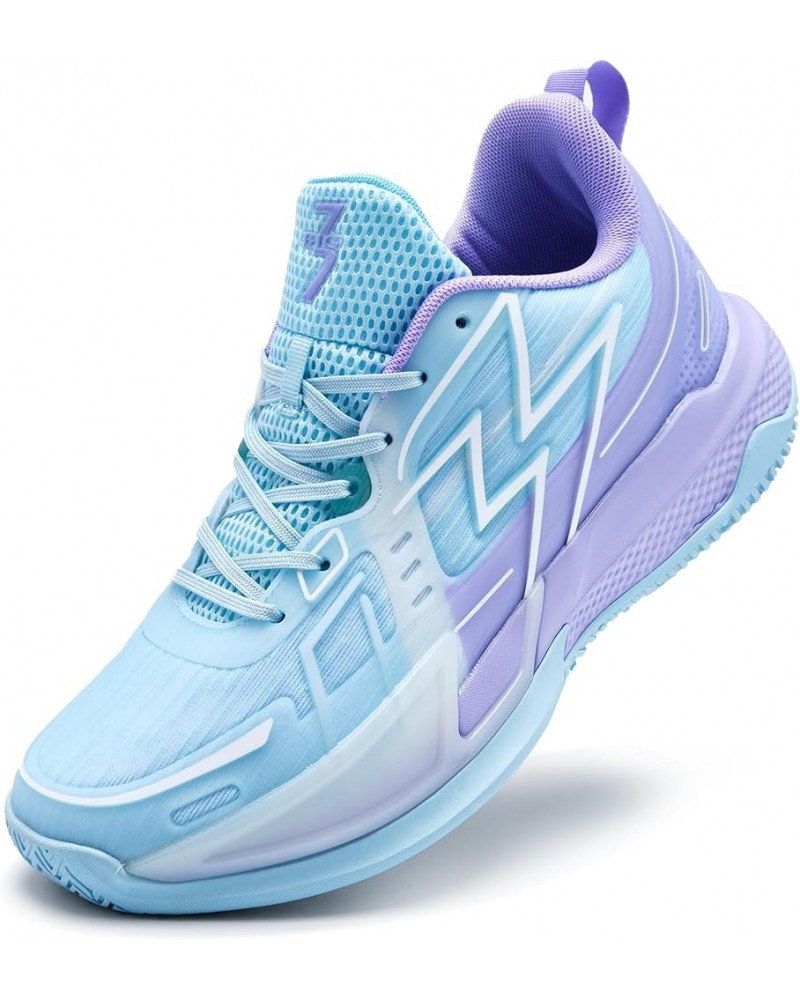 Men Women Basketball Shoes Breathable Non Slip Outdoor Fashion Sneakers Blue&purple-6 $27.00 Athletic Shoes