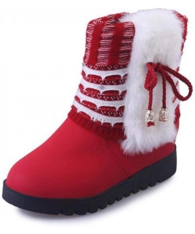 Women's Winter Ankle Snow Boots Warm Faux Fur Lining Shoes Lace-Up Round Toe Pull On Bootie Black $23.33 Boots