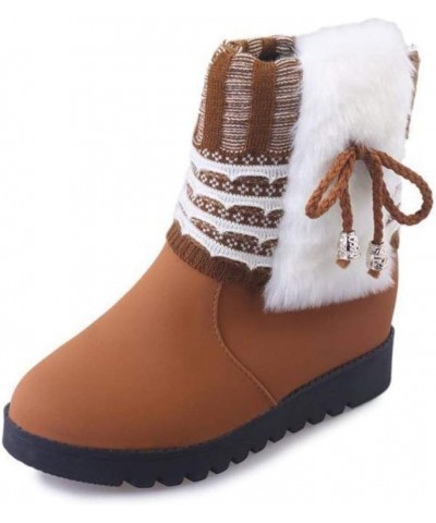 Women's Winter Ankle Snow Boots Warm Faux Fur Lining Shoes Lace-Up Round Toe Pull On Bootie Black $23.33 Boots