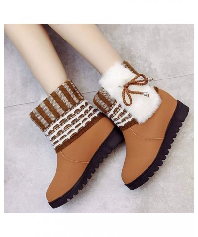 Women's Winter Ankle Snow Boots Warm Faux Fur Lining Shoes Lace-Up Round Toe Pull On Bootie Black $23.33 Boots