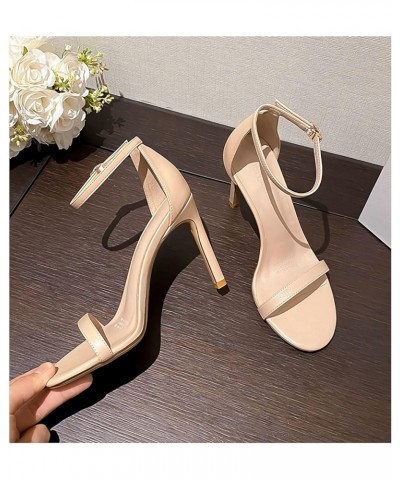 Women's Open Toe Sandals Ankle Strap 6cm Heels Dress Heels Shoes for Lady Outdoor Party Wedding Office (Color : Beige, Size :...