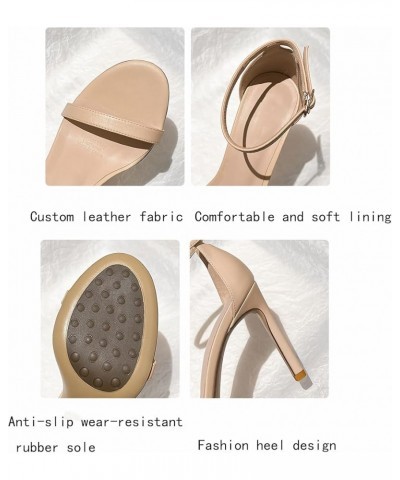 Women's Open Toe Sandals Ankle Strap 6cm Heels Dress Heels Shoes for Lady Outdoor Party Wedding Office (Color : Beige, Size :...